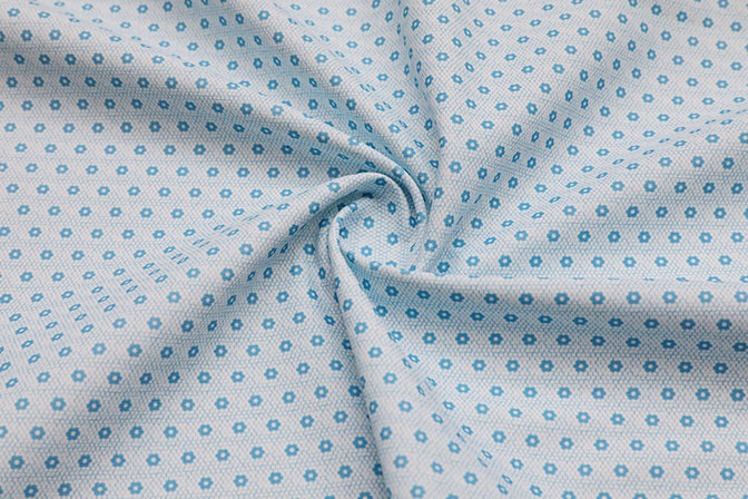 Blue Printed Warp Knitted Memory Cloth